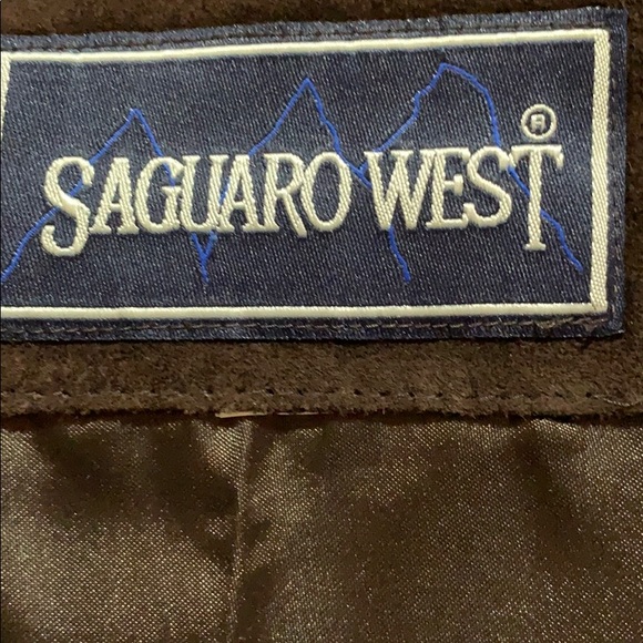 VTG SAGUARO WEST SUEDE LEATHER VEST CHOCOLATE BROWN ZIPPER CLOSE - Picture 4 of 6